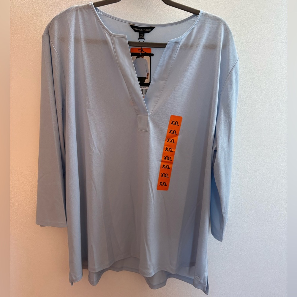 Banana Republic Blue V-Neck Blouse XXL